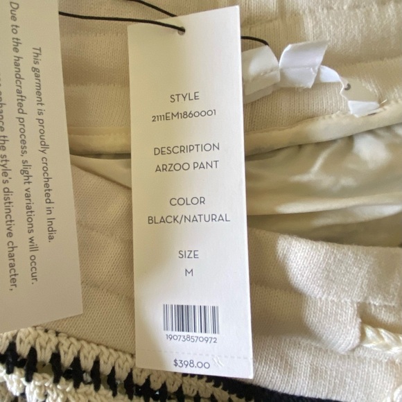 VERONICA BEARD Arzoo Cropped Crochet Cotton Knit Off White & Black Pants Medium - Picture 8 of 10